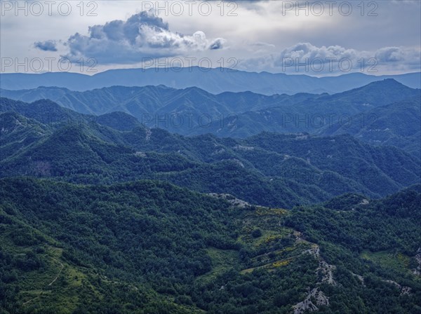 Mountain landscape in the Foreste Casentinesi National Park in the Apennines in Romagna. Gamberini,