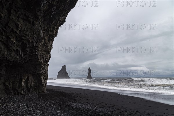 At Reynisfjara Beach in southern Iceland