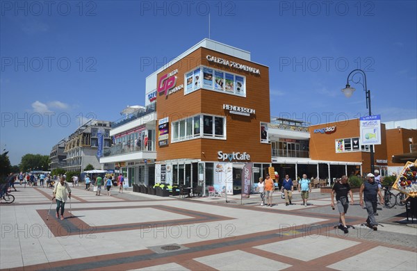 The promenade with modern buildings in Swinoujscie, Swinemünde, West Pomerania, Poland, Europe