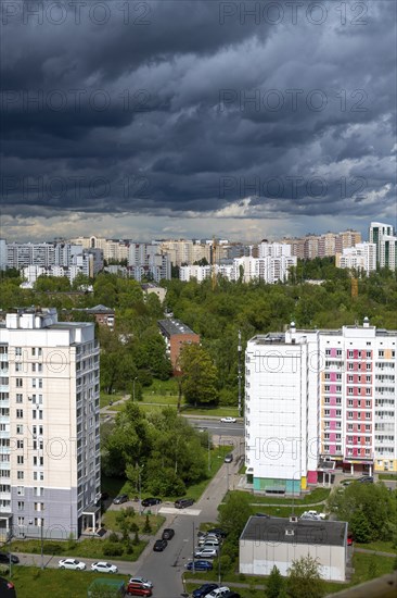 Beautiful cityscape of residential area of Moscow, Russia, Europe
