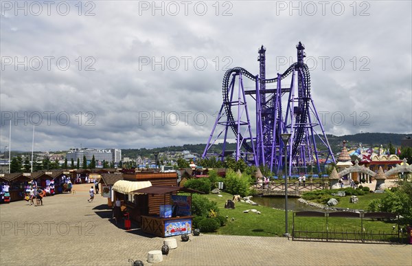 Sochi, Russia, June 6. 2018 attraction Quantum Leap in Sochi Park, which entered the TOP-25 of the