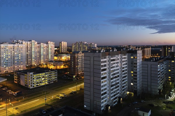 Night cityscape of Zelenograd in a Moscow. Russia