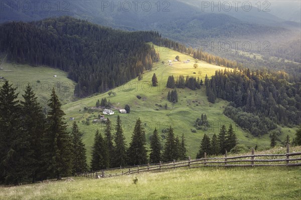Carpathian mountains rural landscape. Carpathian mountains, Ukraine, Europe