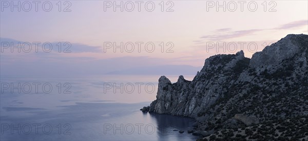 Panorama of rocky coastline of