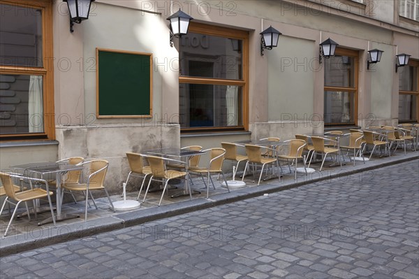Tables and chairs in a cafe iv Vienna, Ausria