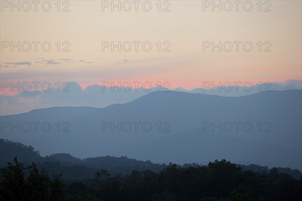 Smoky mountains sunset. Great Smoky Mountain National Park, Tennessee, USA, North America