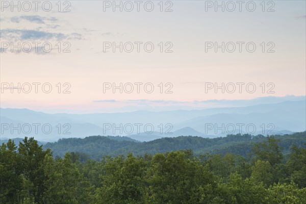 Smoky mountains sunset. Great Smoky Mountain National Park, Tennessee, USA, North America