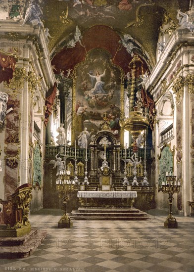 Einsiedeln, Altar in the pilgrimage church, Vierwaldstaettersee, Switzerland, Historic, digitally