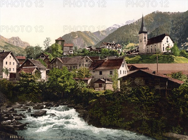 Burglen, Tell's birthplace, Vierwaldstaettersee, Switzerland, Historical, digitally restored