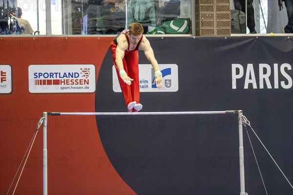 Olympic qualification in apparatus gymnastics in Rüsselsheim Picture: Leonard Prügel on the high