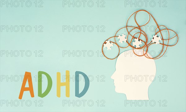 ADHD, attention deficit hyperactivity disorder, mental health, head with puzzle pieces