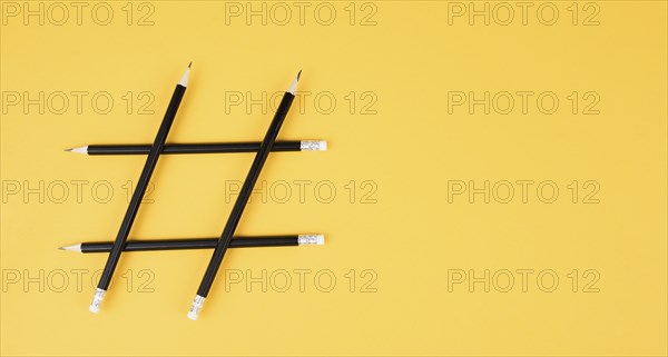 Hashtag made from pencils, social media communication, influencer and followers, viral content