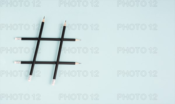 Hashtag made from pencils, social media communication, influencer and followers, viral content
