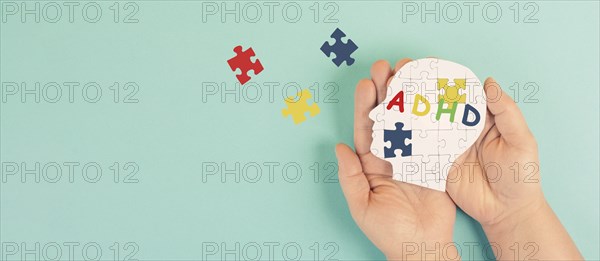 ADHD, attention deficit hyperactivity disorder, mental health, head with puzzle pieces