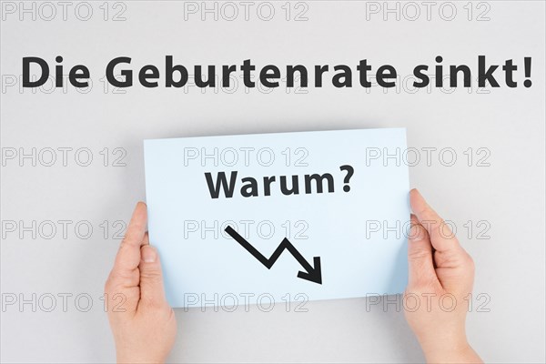 The birth rate is falling, why is standing in german language on the paper, collapse of the