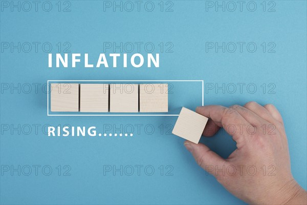 Inflation rising is standing next to the loading bar, high living costs, gas and electricity