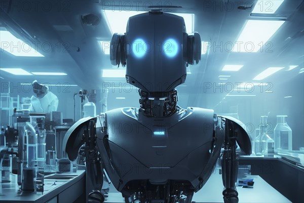 High-tech robots, in a laboratory, AI generated, AI generated