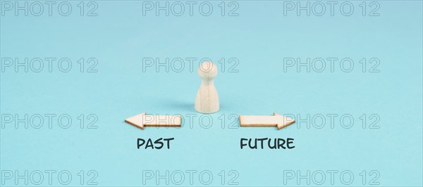 Arrows show to different directions, past and future, progress and development, taking a new path,