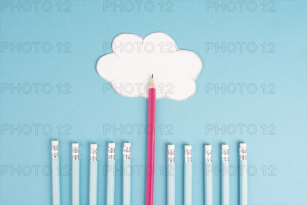 Pencil is pointing to the cloud, opportunity strategy, progress in business and education, have a