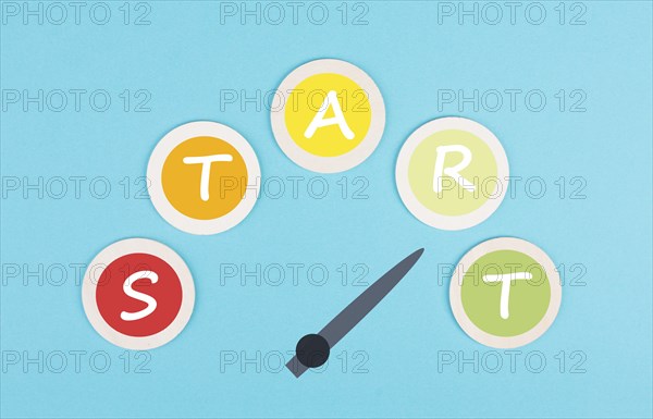 The word start stands on a tachometer, beginning a new business, plan a goal, begin a challenge,