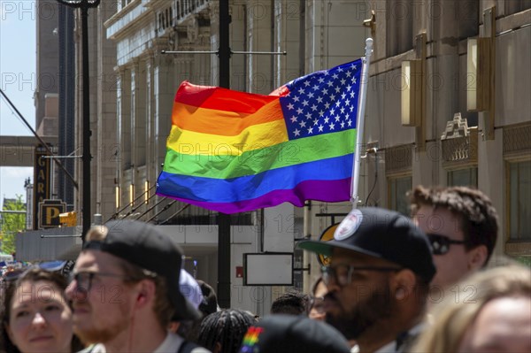 Detroit, Michigan USA, 9 June 2024, Gay, lesbian, bisexual, and transgender activists and their