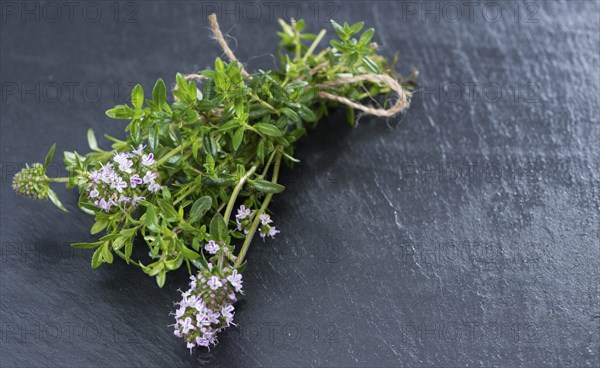 Small bunch of fresh Winter Savory (close-up shot)