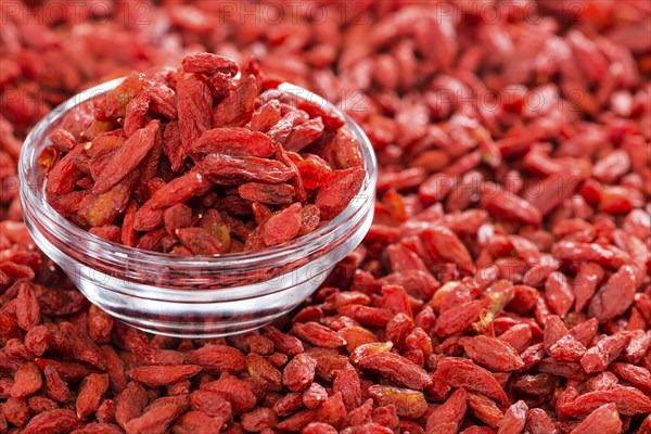Portion of ried Goji Berries (also known as Wolfberry) in a small bowl