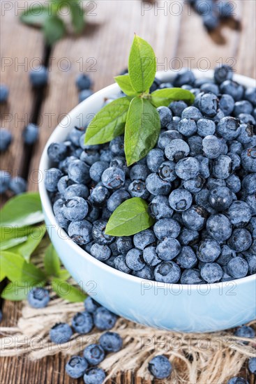 Portion of fresh harvested Blueberries (detailed close-up shot)