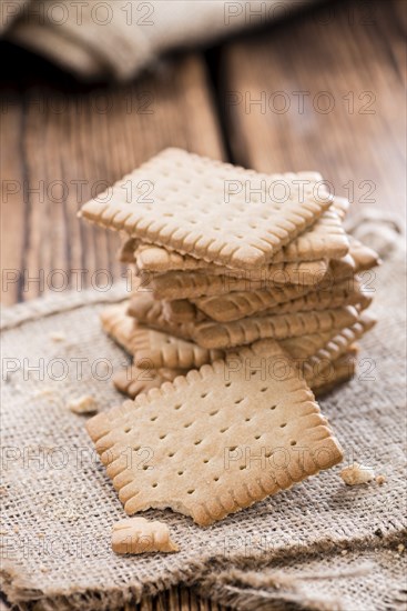 Butter Biscuits (close-up shot) on wooden background