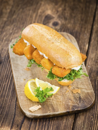 Fish Sticks on a sandwich (close-up shot, selective focus)