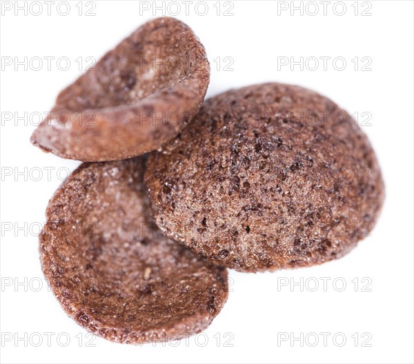 Some chocolate cornklakes isolated on pure white background