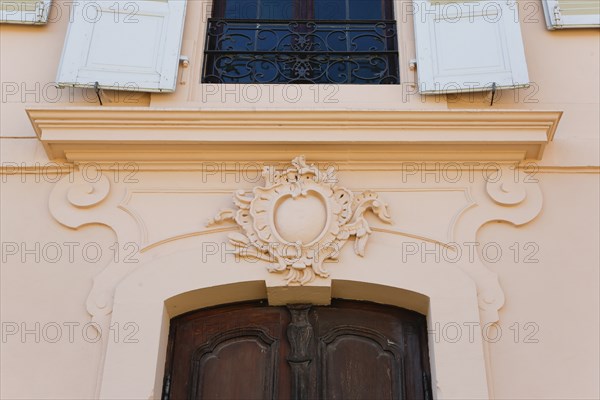 Stadion Castle Bönnigheim, detail, stone relief, decoration, stucco, sculptural moulding of mortar,