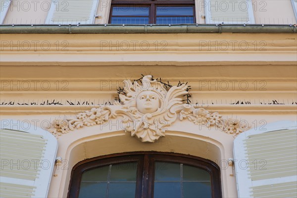 Stadion Castle Bönnigheim, detail, stone relief, window decoration, head, portrait, portrait in