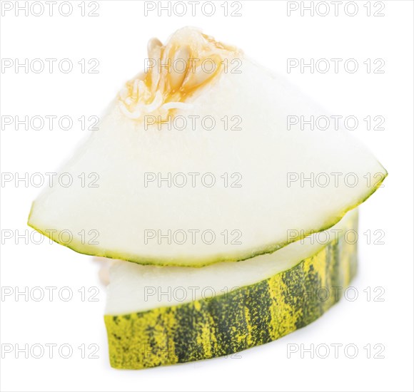 Portion of Futuro Melons (as close-up shot) isolated on white background