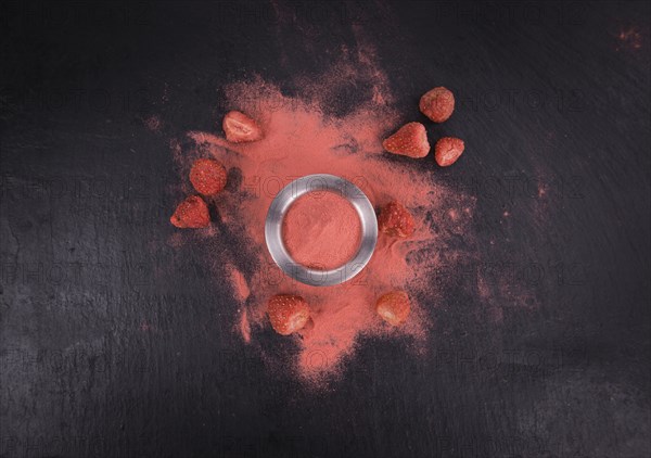Instant Strawberries on a vintage background as detailed close-up shot, selective focus