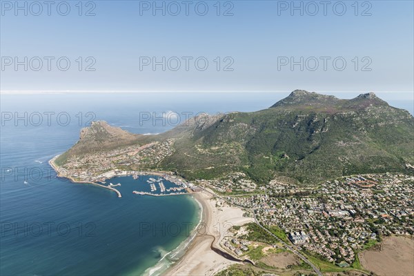 Hout Bay (Cape Town, South Africa) aerial view shot from a helicopter
