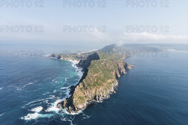 The famous Cape Point South Africa aerial view shot from a helicopter (with cape of good hope in