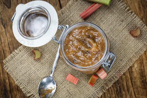 Portion of homemade Rhubarb Jam as close up shot (selective focus)
