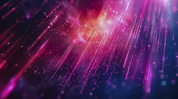 Abstract view of neon lights in pink, purple, and red with sparkles, giving a vibrant and