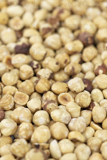 Peeled Hazelnuts for use as background or texture (close up shot)
