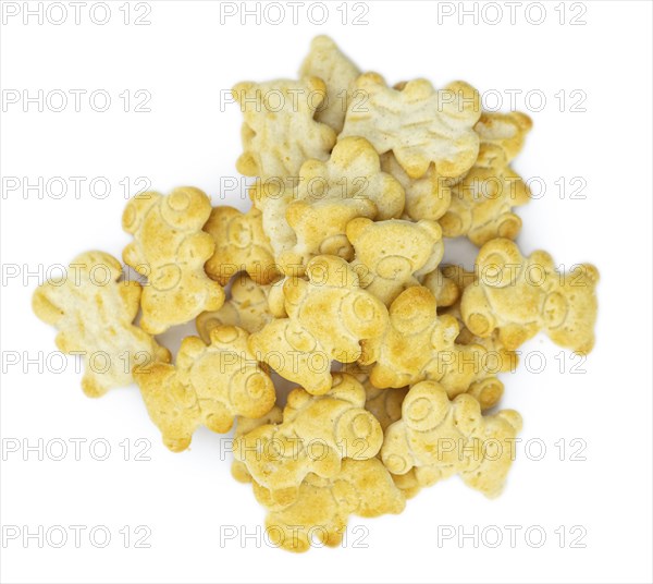 Portion of mixed Snacks isolated on white background (detailed close up shot, selective focus)