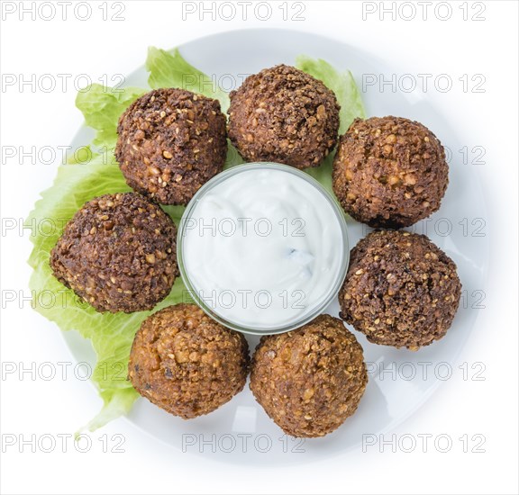 Falafel (close-up shot, selective focus) isolated on white background