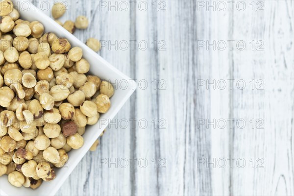 Hazelnut kernels as detailed close up shot (selective focus)