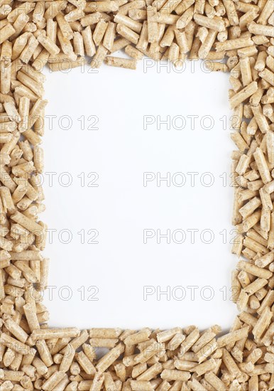 Wood pellets forming a frame