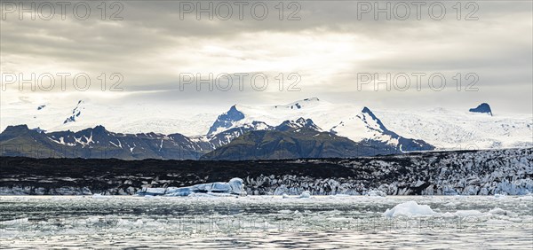 Jokulsarlon Glacier Lagoon in the eastern part of Iceland during a cloudy day