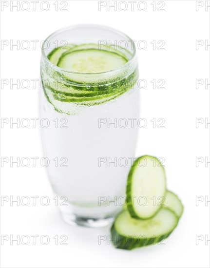 Cucumber Water isolated on white background, selective focus, close-up shot