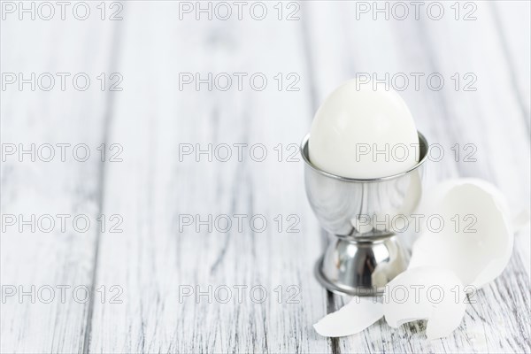 Portion of bolied Eggs (selective focus) as close-up shot