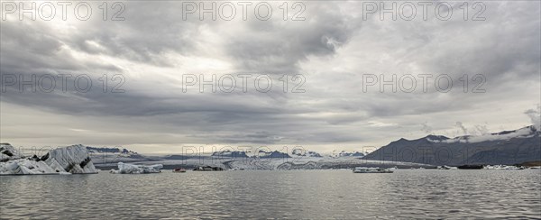 The famous Jokulsarlon Glacier Lagoon in the eastern part of Iceland during a cloudy day