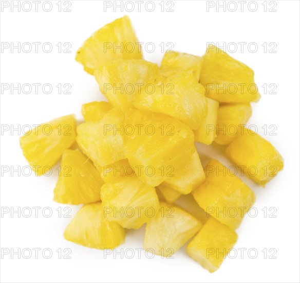 Sliced Pineapple isolated on white background, selective focus, close-up shot