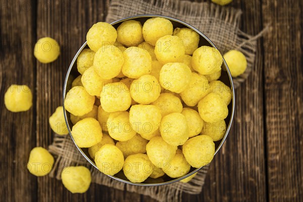 Portion of fresh made Cheese Balls (close-up shot, selective focus)